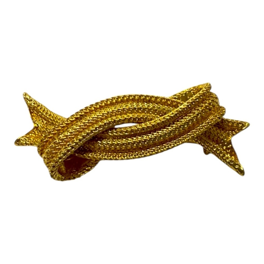 Vintage Ginni Johnson Braided Gold Tone Knot / Bow Brooch Signed 3”